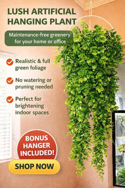 1pc Artificial Eucalyptus Hanging Plant – Realistic Green Home Decor