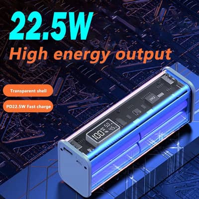 PD22.5W Transparent Power Bank Fast Charging With Display