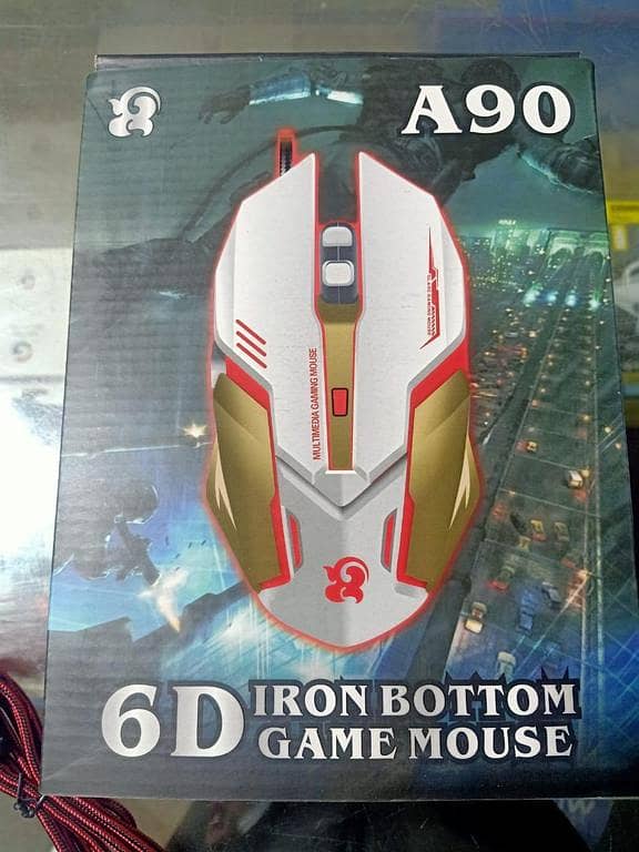 Gaming Mouse A90 Iron Bottom  WHIT RGB LIGHT
