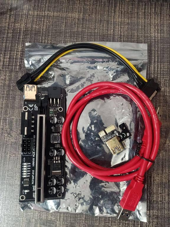 010S Plus PCIE Riser 8 Capacitors 8 LED 6Pin Power Cable 1X to16X Extender