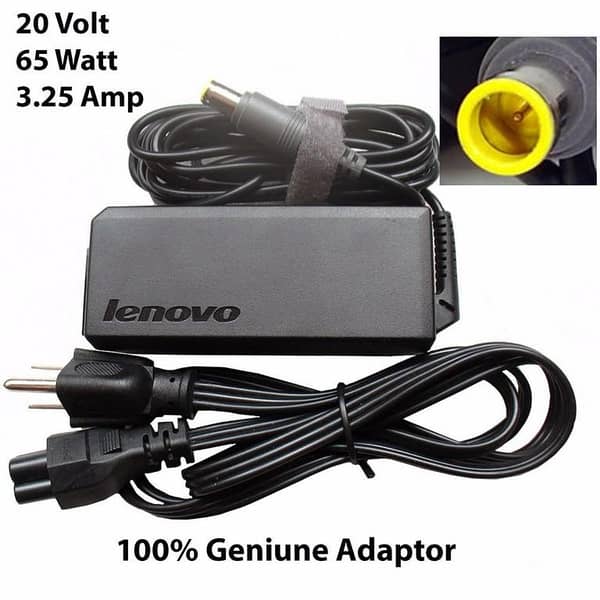 Lenovo 65W Laptop Charger - 20V 3.25A AC Adapter