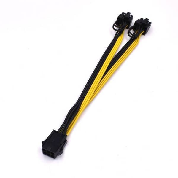 PCI 6-Pin Female To Dual 8-Pin (6+2 Pin) Male Video Card Power Cable