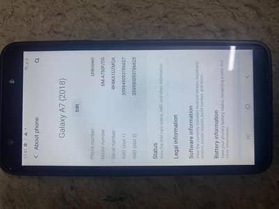 Samsung a7 storage 4 128gb  PTA approved
