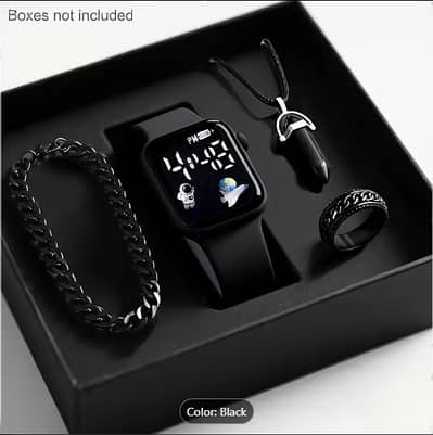 4pcs Boys' Fashion Sports and Leisure LED Digital Electronic