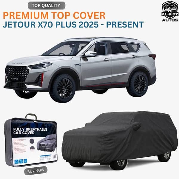Jetour X70 Plus Double Layer Premium All-Weather Car Top Cover for Model 2025 - Present – Durability, Waterproof, Dustproof & UV Resistant with soft inner lining