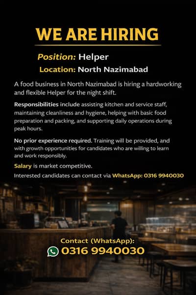Helper Required (Night Shift)