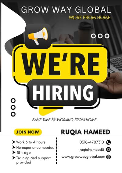 Work from Home(Grow way Global)  No experience required