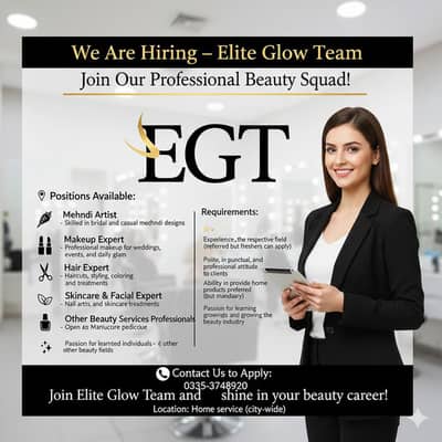 Female Beauticians Required for Home Services (Karachi Only)