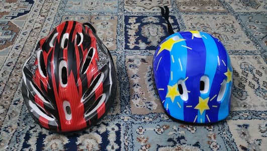 Two Cycle Helmet and Cycling guards (Knee, Elbow and Wrist guards)