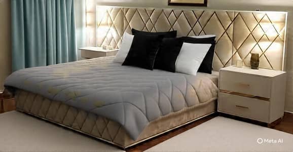 bed,sides table mirror dressing table ,2 lamps