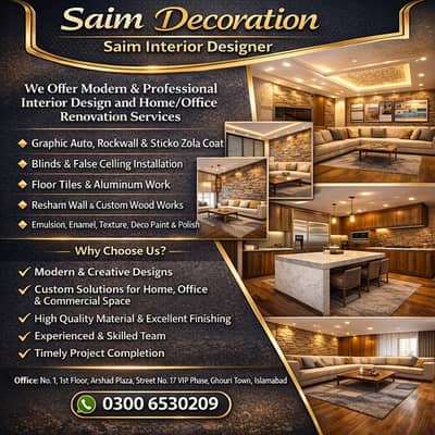 Graphic Auto, Zola Coat, Blinds, False Ceiling & Floor Tiles Services