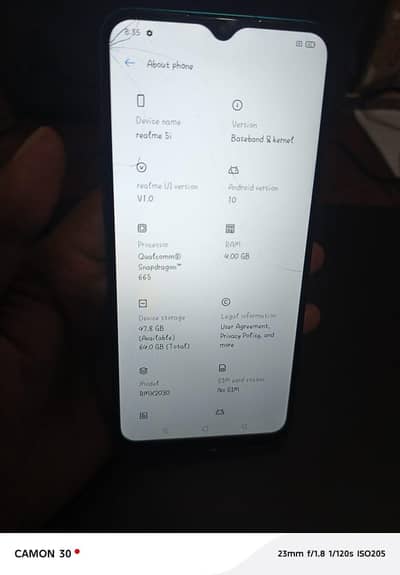 realme 5i 4/64 approved only crack 03151006832