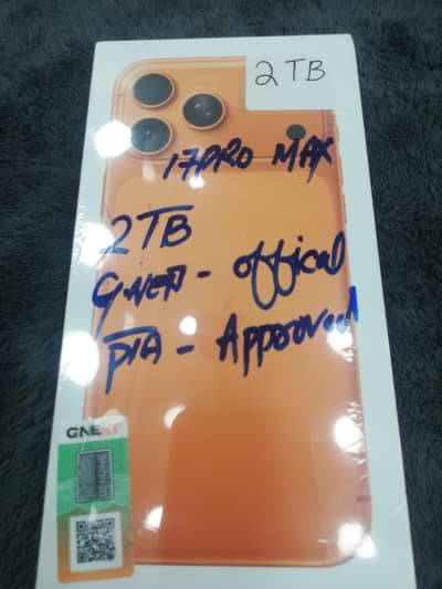 Apple iPhone 17pro max 2 TB  official pta approved Boxpack orange