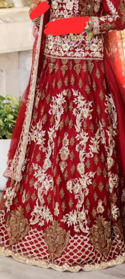 bridal wear Radish Maroon colour. full work of dabka nakshi cutdana cut