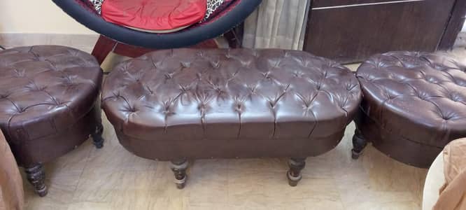 3 seater sofa with 2 stools