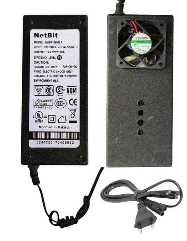 12V 10A Power Supply Adapter for Baleno Fan & Full-Size DC Room Cooler – Built-in Cooling Fan with Power Cable