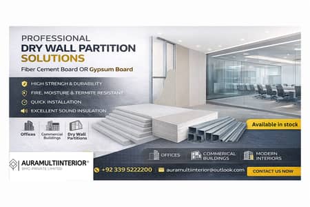 Fiber Cement Board Dry Wall Partition | Office & Commercial Work