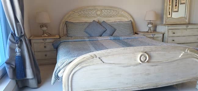 Bed with mattress, side tables,dressing table king size