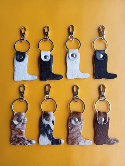 Leather Fur Shoe Keychain