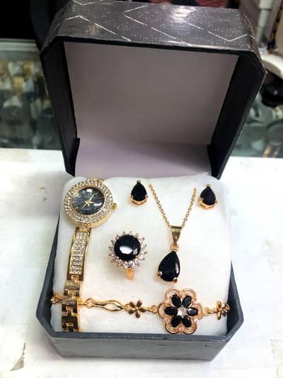 Premium Quality Women’s Watch with Matching Necklace, Ring & Earrings