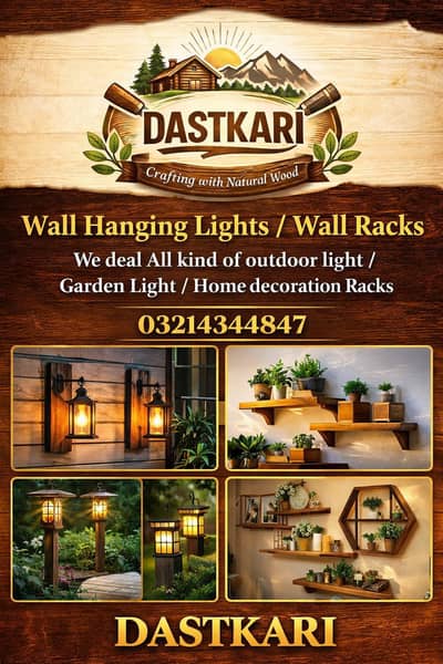 Wooden Wall Rustic Lamp/Lamps/wall  decoration  racks/decoration items