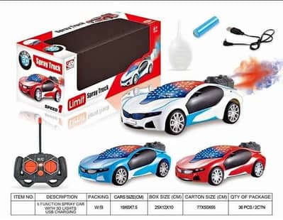 Remote Control Spray Smoke Car with LED Lights & USB Charging