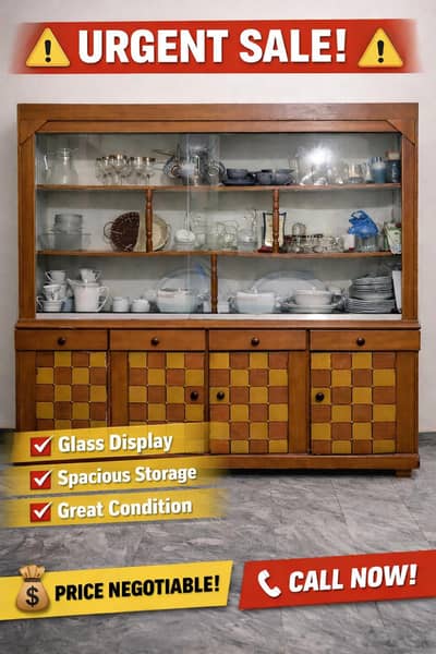 URGENT SALE – Wooden Crockery Showcase