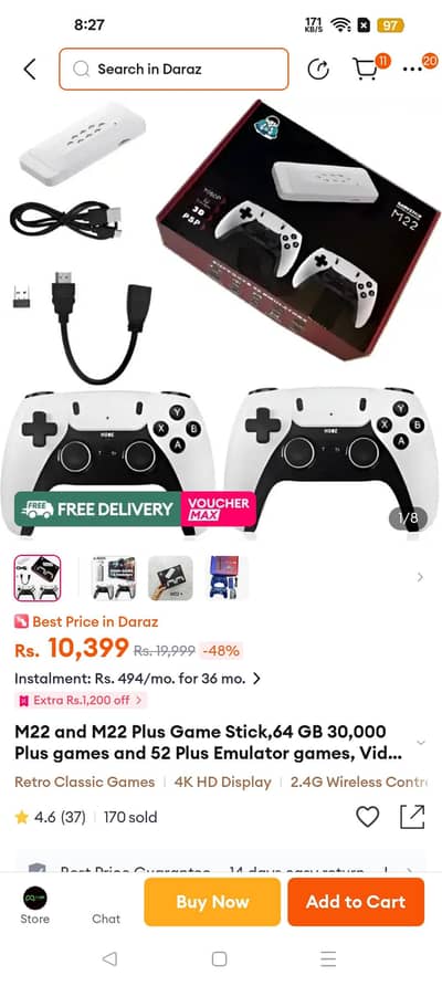 m22 gaming stick with 2 controllers