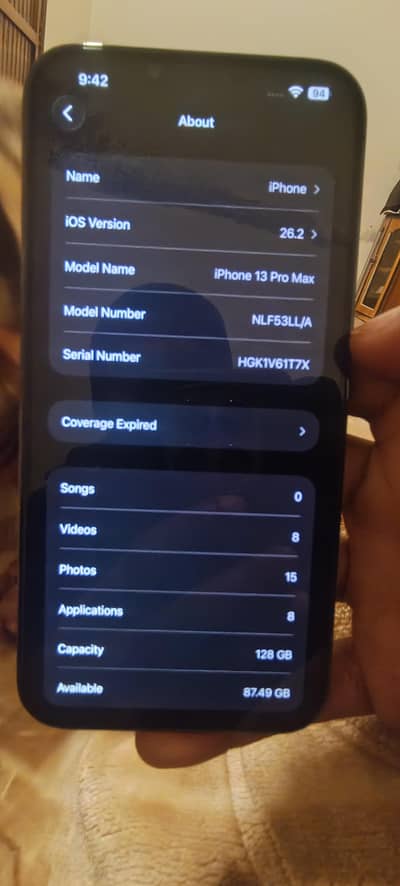 iPhone 13 pro max  jv 100%  battery 128 GB