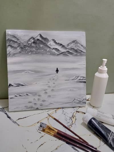 landscape painting of penguin