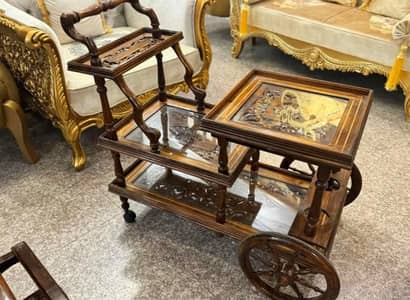 wooden tea trolley