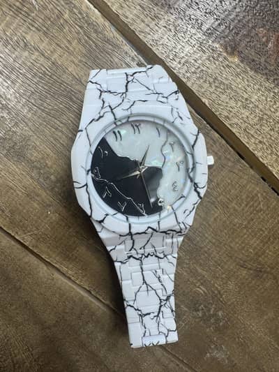 New White Marble Arabic Aura Unisex Watch