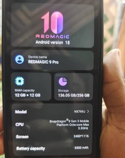 Red magic 9 pro 12/256 official PTA approved beast gaming