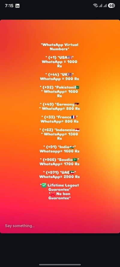 whatsapp numbers are available