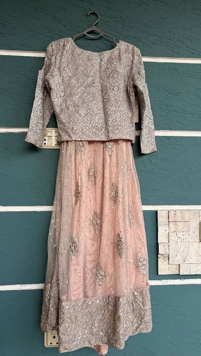 threads & motifs pink and silver lehenga shirt