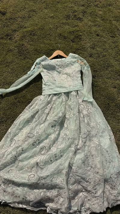 threads & motifs sea green lehenga and shirt with cane