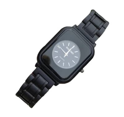 Black Square Dial Quartz Wrist Watch – Stylish & Elegant