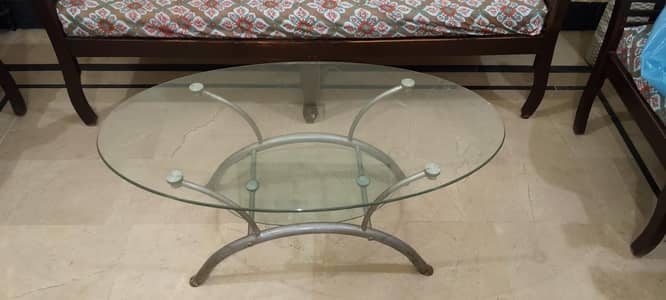 only 7500 Rs Glass Top Center Table with Metal Frame – Used