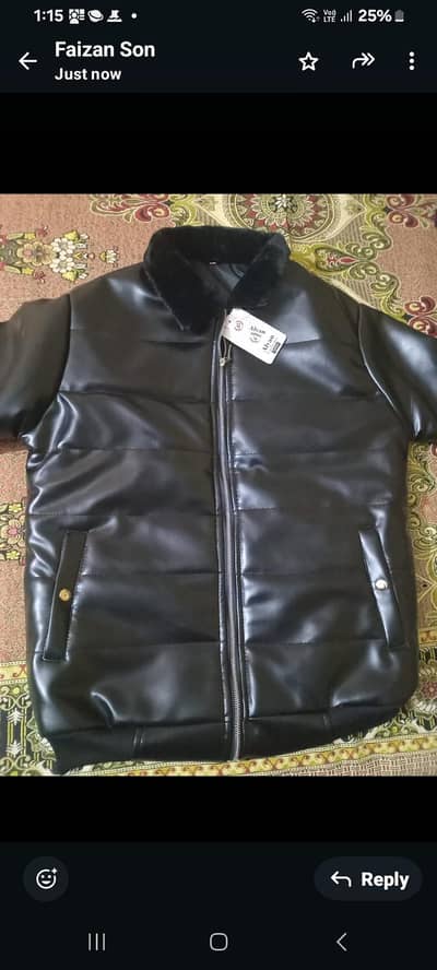 Mens puffer leather jacket
