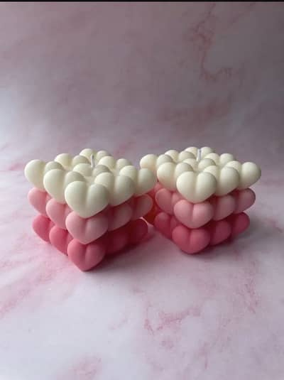 Bubble heart candle -2pc