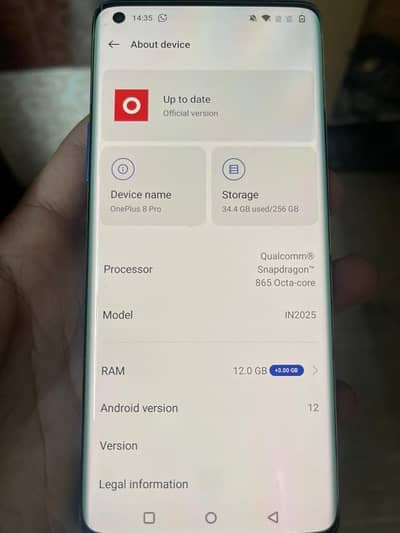 ONE PLUS 8PRO 12/256GB