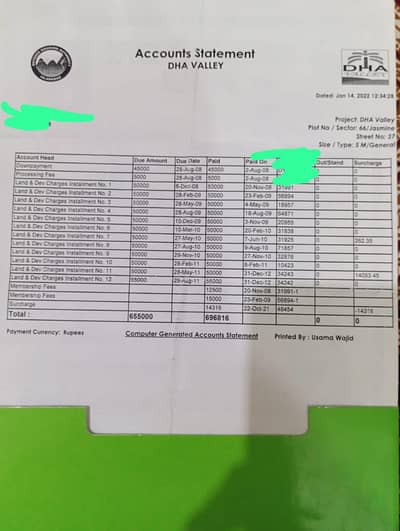 jasmine 5 Marla plot for sale in dha valley Islamabad