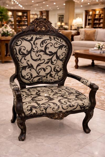 Chinioti Royal Wooden Chair Elegant Hand Carved Design.