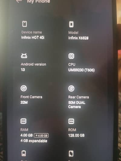 Infinix Hot 40i Use mobile All OK only Panel Brack