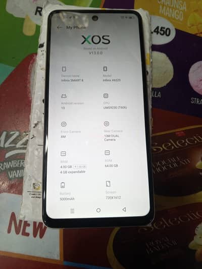 Infinix smart 8 4+4"64 ma ha tuch ma ma halki si lain ha saf mobile ha