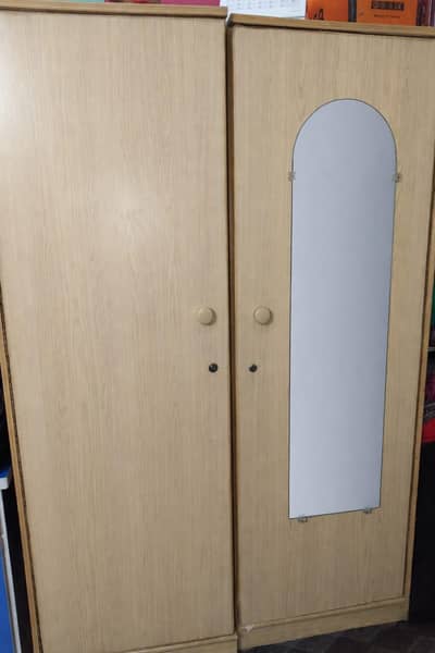 Wooden double door Almari/wardrobe & wooden TV Trolly with storage