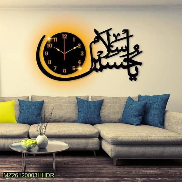 Islamic clock Salam ya Hussain aesthetic design with light