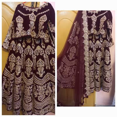 Bridal Dress |Barat Dress |Bridal Velvet Lehanga |Embroidered Lehanga