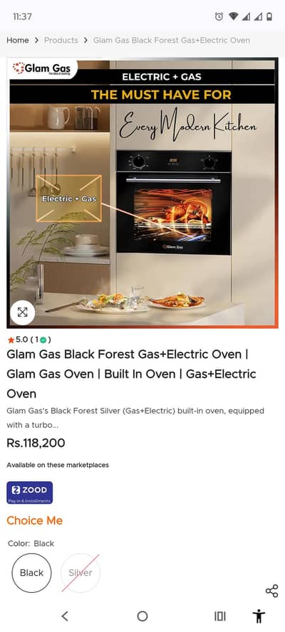 glam gas built in oven