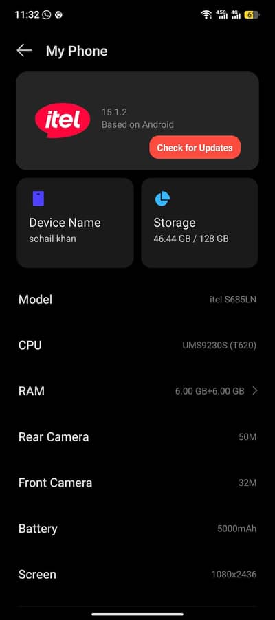Itel S25 Mobile For sale Just Like New